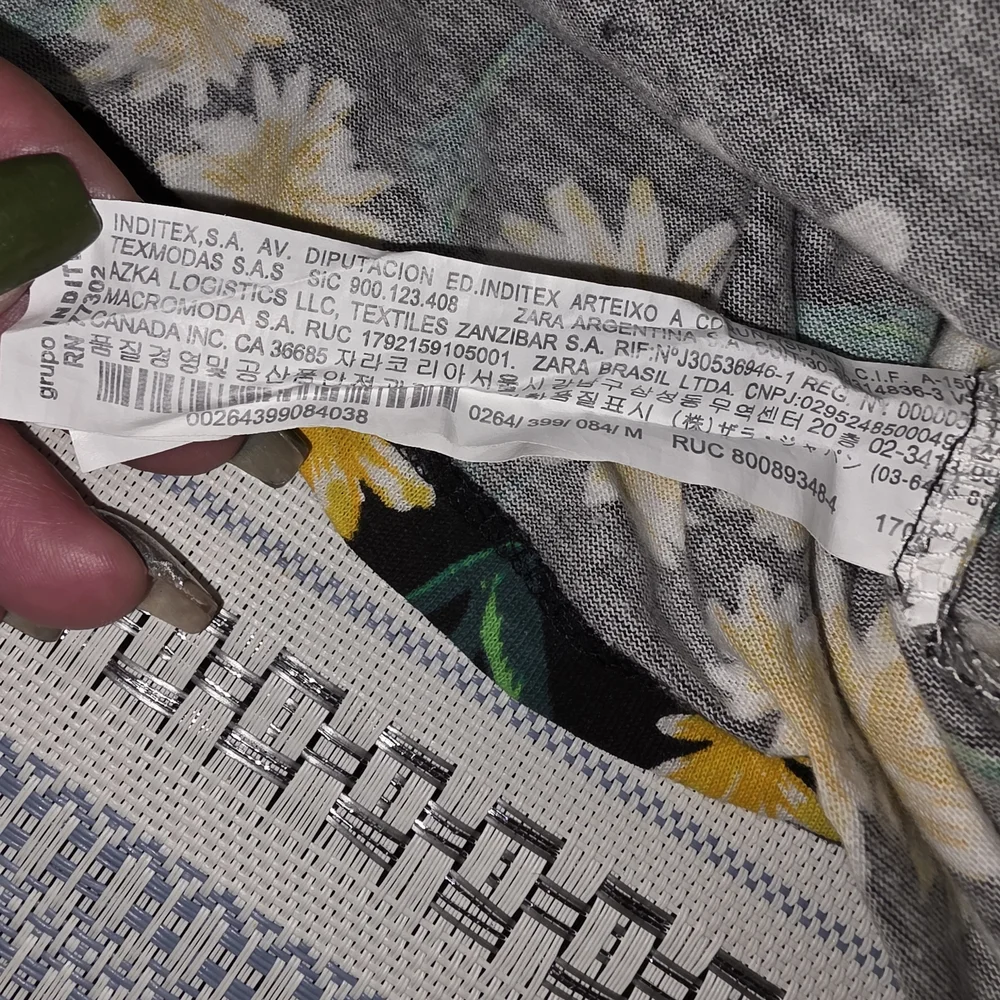 Zara Black Floral Top with Yellow and Green Accents - Picture 6 of 6